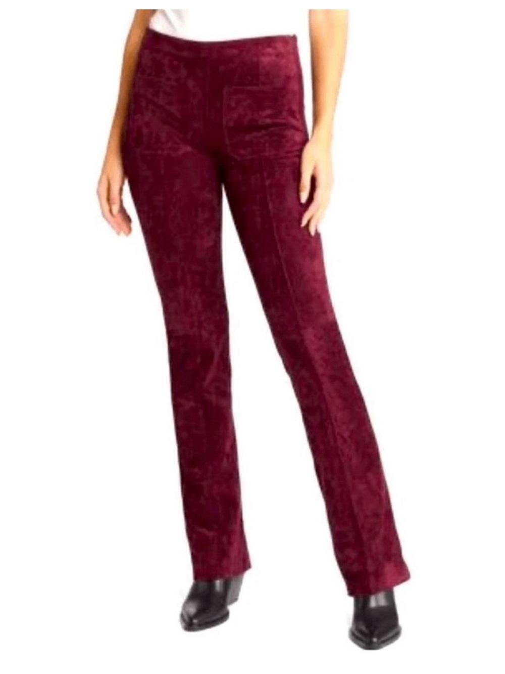 Blank NYC New Bordeaux Faux suede Flare pants Size 30”